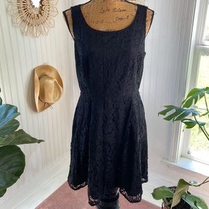 LC Lauren Conrad Black Lace Fit & Flare Dress Sz 12